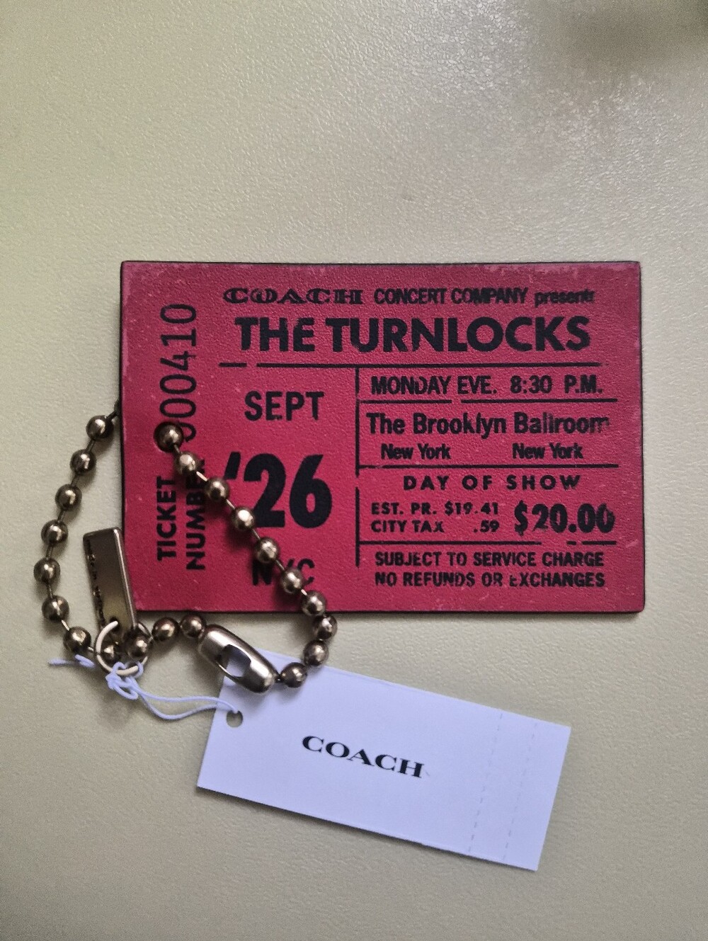 NWT coach Ticket Bag Charm
